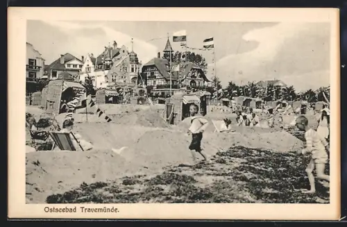 AK Travemünde, Strand mit Strandkörben