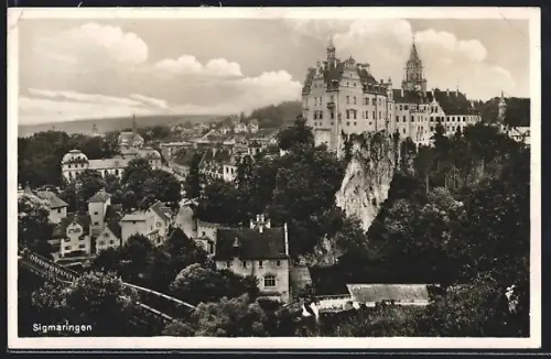 AK Sigmaringen, Ortsansicht mit Schloss