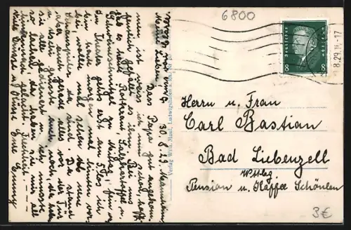 AK Mannheim, Wasserturm mit Springbrunnen