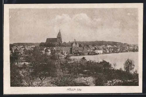 AK Mölln /Lbg., Ortsansicht mit Kirche