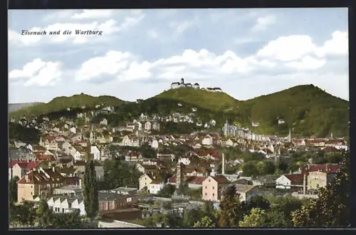 AK Eisenach, Ortsansicht mit Wartburg