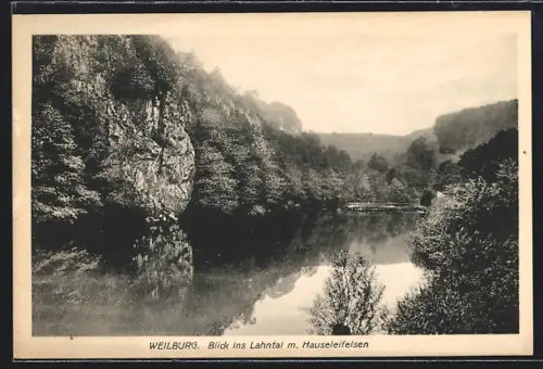 AK Weilburg, Blick ins Lahntal mit Hauselefelsen