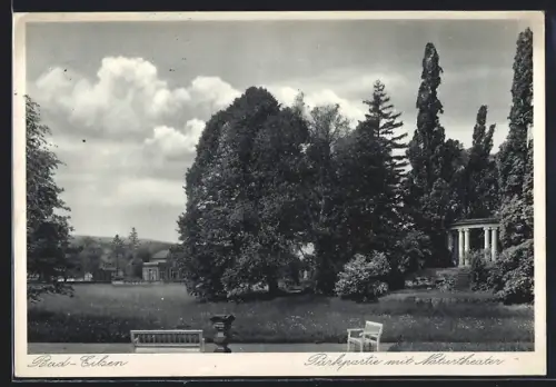 AK Bad Elster, Parkpartie mit Naturtheater