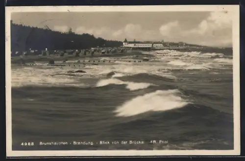 AK Brunshaupten, Brandung, Blick von der Brücke
