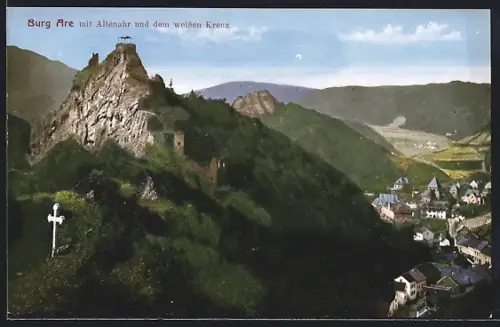 AK Altenahr, Burg Are mit dem weissen Kreuz