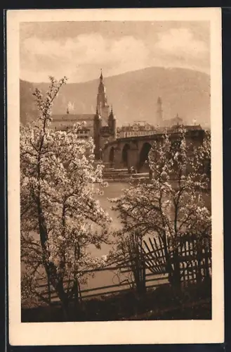 AK Heidelberg / Neckar, Alte Brücke im Blumenschmuck