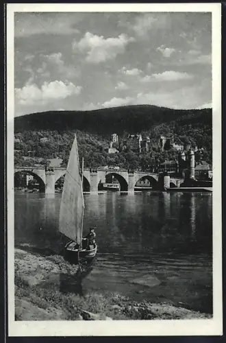 AK Heidelberg, Schloss mit der Alten Neckarbrücke