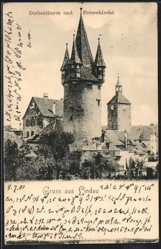 AK Lindau / Bodensee, Diebsturm, Peterskirche