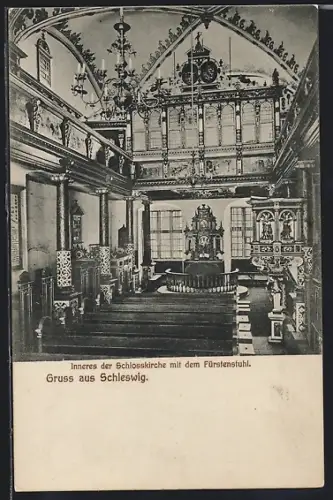AK Schleswig, Inneres der Schlosskirche, Fürstenstuhl