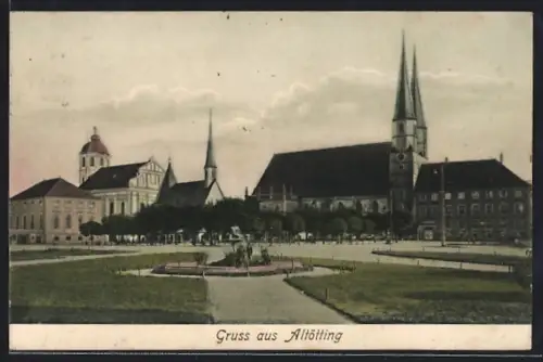 AK Altötting, Platz vor der Kirche, Parkanlage