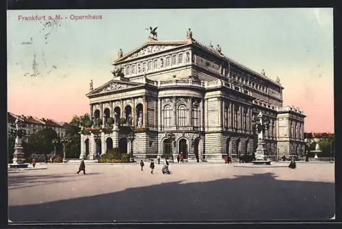 AK Frankfurt a. M., Opernhaus mit Strassenpartie