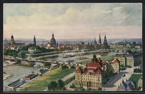 AK Dresden-Neustadt, Ortsansicht mit Kgl. Ministerien und Altstadt