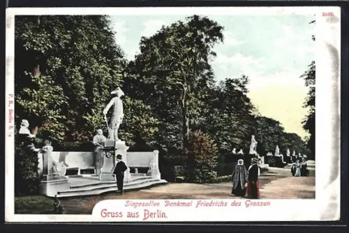 AK Berlin, Siegesallee mit Denkmal Friedrichs des Grossen