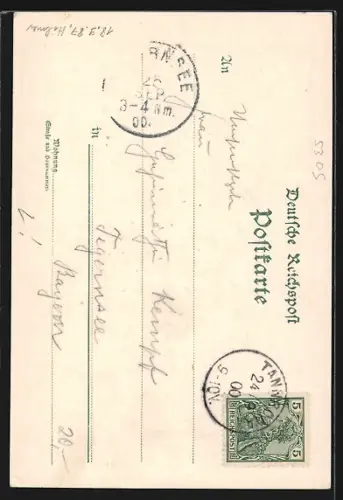 Lithographie Riechheim, Gasthaus und Aussichtsturm Riechheimer Berg