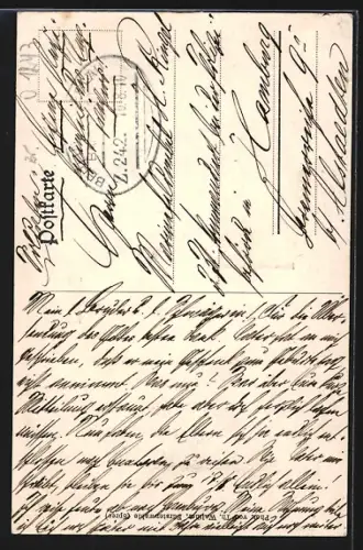 AK Briesen i. Mark, Gasthof zum Fürsten Bismarck, Inh. Ernst Tichter, Bismarck-Denkmal
