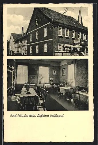 AK Waldkappel, Hotel Deutsches Haus, Bes. W. Groskurth, Innenansicht Speisesaal