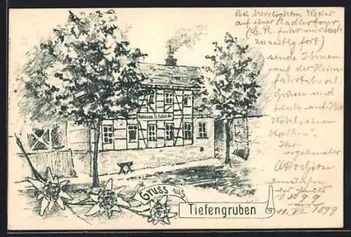 Künstler-AK Tiefengruben / S.-M., Restaurant Th. Hufelds Ww.