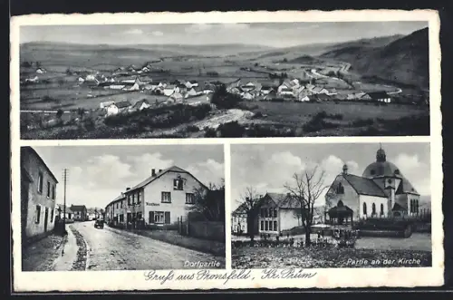 AK Pronsfeld, Dorfpartie und Partie an der Kirche