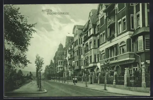 AK Hagen / Westf., Blick in die Buscheystrasse