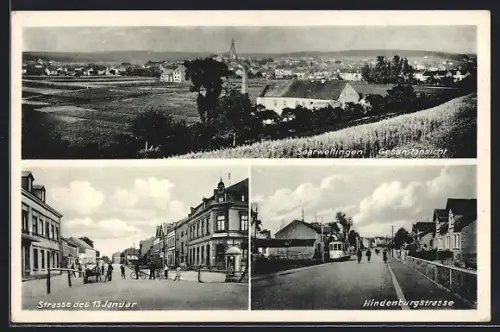 AK Saarwellingen, Hindenburgstrasse, Strasse des 13. Januar