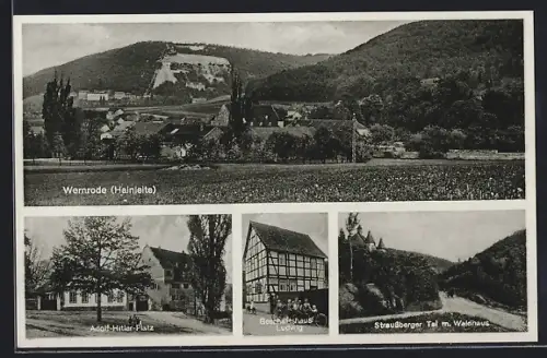 AK Wernrode /Hainleite, Platz, Geschäftshaus Ludwig, Straussberger Tal m. Waldhaus