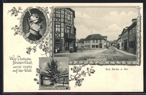 AK Bad Berka a. Ilm, Bismarckstrasse, Bismarckeiche auf dem Schulhof