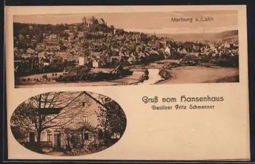 AK Marburg a. Lahn, Gasthaus Hansenhaus, Bes. Fritz Schmenner