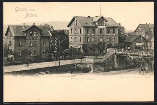 AK Bebra, Blick vom Bahnhof zum Hotel Schlüter