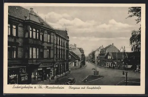 AK Ludwigshafen a. Rh., Obergasse mit Hauptstrasse