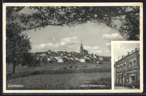 AK Orenhofen, Gasthaus von Leon Reichertz und Ortsansicht