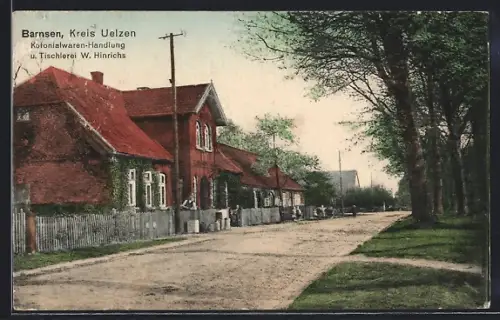 AK Barnsen /Uelzen, Kolonialwarenhandlung und Tischlerei W. Hinrichs