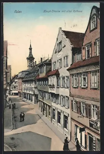 AK Aalen, Hauptstrasse mit Kaiser`s-Geschäft und altem Rathaus