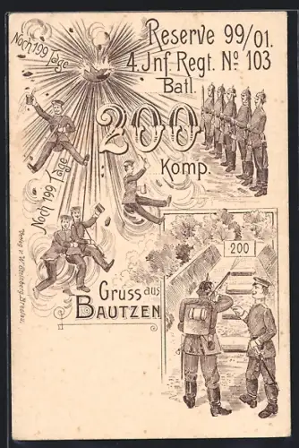Künstler-AK Bautzen, 4. Infanterie-Regiment Nr. 103, Reserve 1899/1901