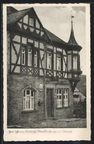 AK Starkenburg / Mosel, Gasthof zur schönen Aussicht, Inh. Gust. Schüler