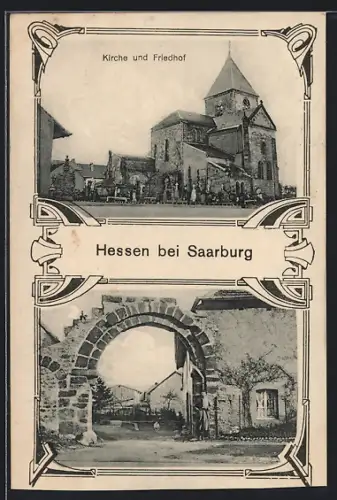 AK Hessen bei Saarburg, Kirche und Friedhof