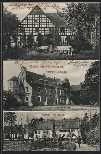 AK Holzhausen / Preussisch Oldendorf, Gastwirtschaft H.Nolte, Rittergut Crollage, Rittergut Hudenbeck