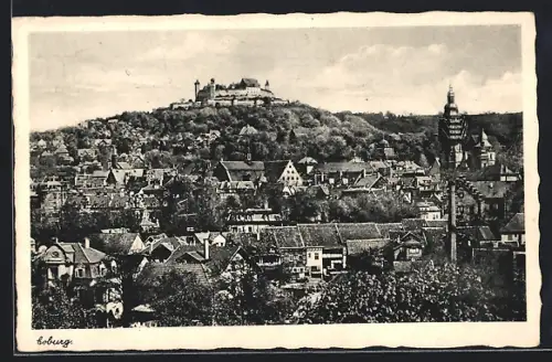 AK Coburg, Teilansicht mit Festung