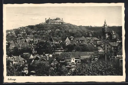AK Coburg, Teilansicht mit Festung
