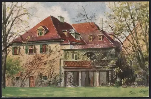 Künstler-AK Weimar / Thür., Schloss Tiefurt