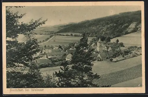 AK Buchfart bei Weimar, Ortsansicht mit Kirche