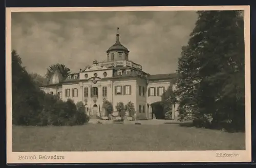 AK Weimar, Rückseite von Schloss Belvedere