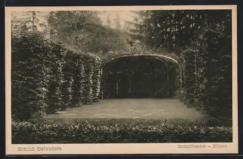 AK Weimar, Bühne des Naturtheaters im Park von Schloss Belvedere