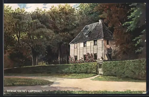 AK Weimar / Thür., das Gartenhaus von Goethe am Waldrand