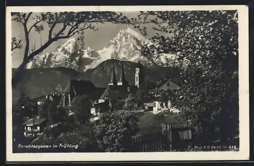 AK Berchtesgaden, Ortsansicht im Frühling