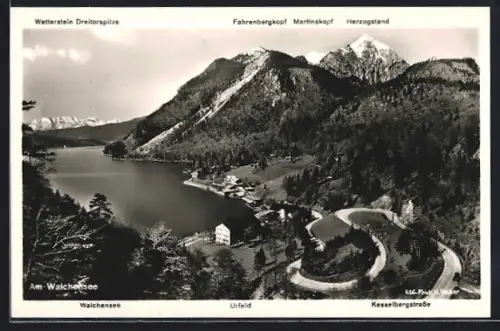 AK Walchensee, Kesselbergstrasse, Wetterstein, Dreitorspitze
