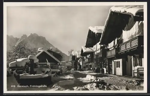 AK Garmisch, Frühlingstrasse, Winteransicht