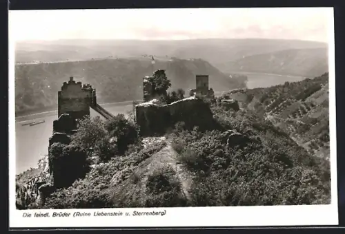 AK Kamp-Bornhofen a. Rh., Ruine Liebenstein, Ruine Sterrenberg, feindliche Brüder