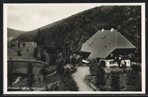 AK Bad Herrenalb /Gaistal, Schwarzwaldhaus, Talblick
