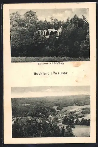 AK Buchfart b. Weimar, Restaurant Schlossberg, Ortsansicht