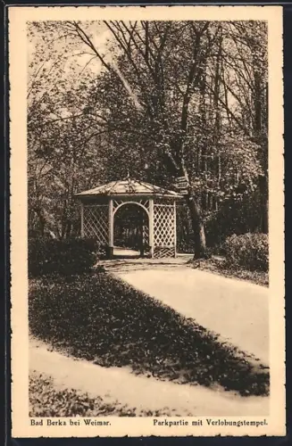 AK Bad Berka bei Weimar, Parkpartie mit Verlobungstempel
